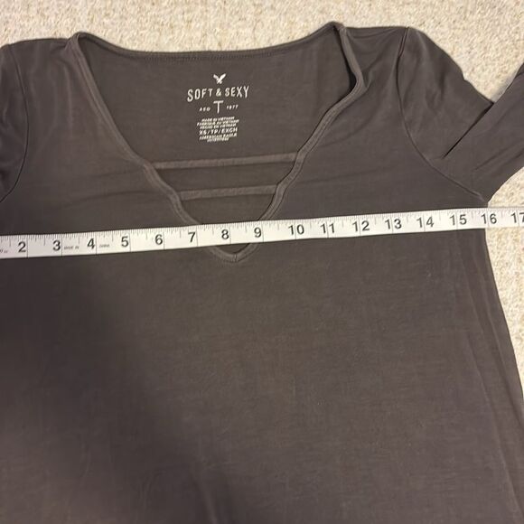 American Eagle Soft & Sexy Gray Long Sleeve Tee Size XS - Picture 7 of 7
